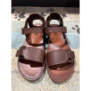 NIMI Boys Leather Flat, Retro Biblical Sandals with Adjustable Width Size: 2.5